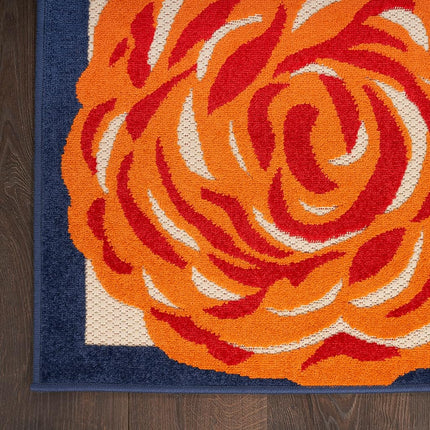 Alfombra de área Nourison Aloha para interior/exterior multicolor de 5'3" x 7'5", fácil de limpiar, no suelta pelo, para dormitorio, sala de estar, comedor, cocina (5x7)
