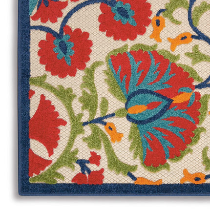 Nourison Aloha Tapis d'intérieur/extérieur Rouge/Multicolore 81 cm x 122 cm, Facile à nettoyer, Ne perd pas ses poils, Chambre, Salon, Salle à manger, Terrasse, Jardin, Patio (91 cm x 122 cm)