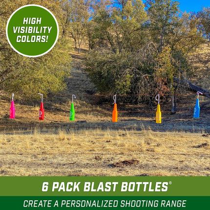 GoSports Outdoors Blast Bottles - Paquete de 6 botellas de tiro irrompibles con cuerda para práctica de tiro con armas de fuego, ideal para campos de tiro interiores y exteriores