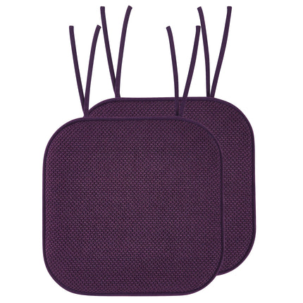 Elegant Comfort 2 Pack Chair Cushion Covers - Skid-Proof Rubber Backing - 16 x 16 Inch - Thick Dining Square Shape Seat Covers - Comfortable Textured Chair Pads with Ties - Honeycomb Pattern, Purple