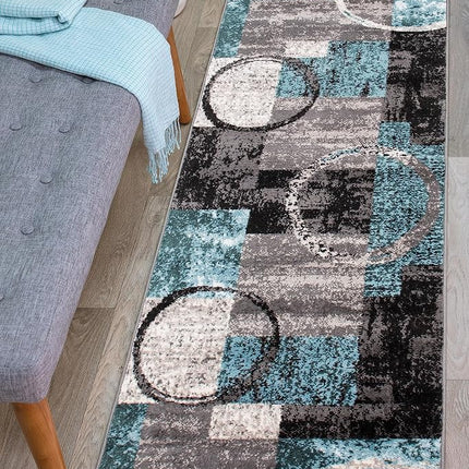 Rugshop Circle Design Contemporary Fade-Resistant Runner Rug Gray 2' x 10'