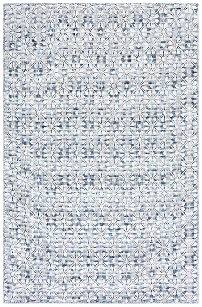 Safavieh Martha Stewart Collection by SAFAVIEH 5'1" x 7'6" Navy/Ivory MSR4491N Indoor/Outdoor Waterproof Washable Mudroom Backyard Patio Area Rug