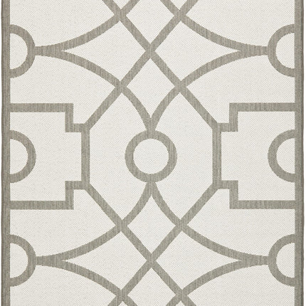 Martha Stewart by SAFAVIEH Collection 5'3" x 7'7" Grey MSR4121L Fretwork Indoor/Outdoor Waterproof Easy Cleaning Patio Backyard Mudroom Area Rug