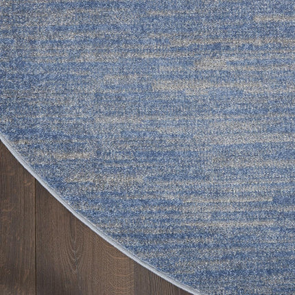 Tapis d'intérieur/extérieur Nourison Essentials rond bleu/gris de 1,20 m