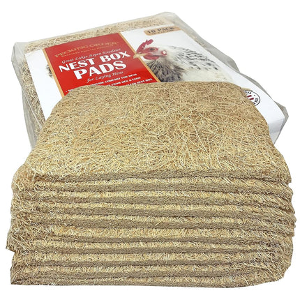 Nest Box Pads for Chicken Nesting Boxes - 13 x 13 Pads Made in USA from Sustainably Sourced Aspen Excelsior (10 Pack)