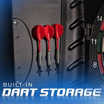 Franklin Sports Soft Tip Electronic Dartboard Set - Digital Scoreboard + Cabinet - Adult Soft Tip Darts Set (6 Darts Included) - FS3000