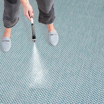 SAFAVIEH Courtyard Collection Accent Rug - 2' x 3'7", Aqua & Grey, Non-Shedding & Easy Care, Indoor/Outdoor & Washable-Ideal for Patio, Backyard, Mudroom (CY8521-37121)