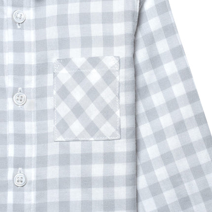 Camisa a cuadros de manga larga con botones para bebés y niños pequeños Gerber, a cuadros grises, 24 meses