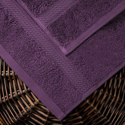 Superior Egyptian Cotton Solid Towel Set, Washcloths 13” x 13”, Hand Towels 20” x 30”, Bath Towels 30” x 55", 800 GSM, Plum, 10-Pieces