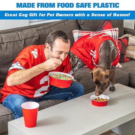 Party Dog Disposable Red Cup Style Pet Food Bowls for Cats and Dogs - Large and Small Sizes