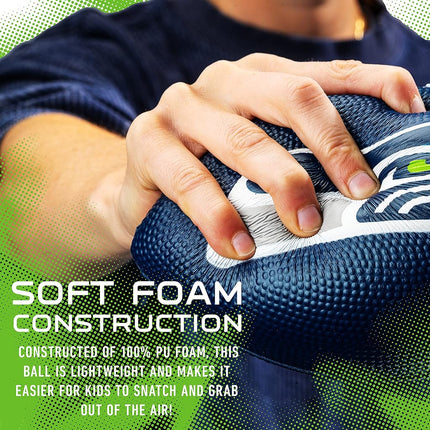 Franklin Sports NFL Football Seattle Seahawks - Ballon de football en mousse pour enfants - Ballon de football souple - Mini taille jour de match - Logos 3D de 8,5 pouces !