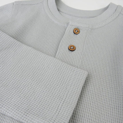 HonestBaby Pack de 5 Camisas Henley de Waffle de Manga Larga, 100% Algodón Orgánico para Bebés y Niños Pequeños, Unisex, Estilo Universitario, 3T