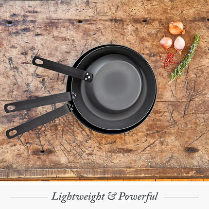 Merten & Storck Pre-Seasoned Carbon Steel Induction 8" Frying Pan Skillet, Oven Safe, Black