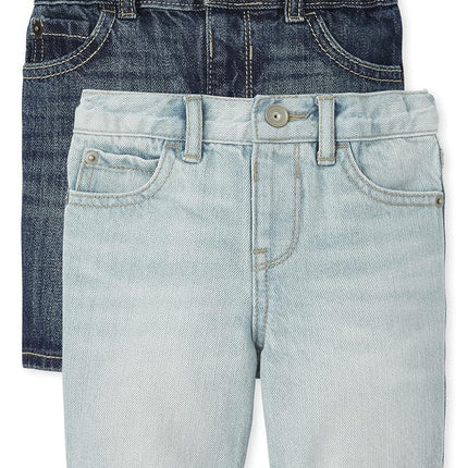 The Children's Place Boys' and Toddler Denim Shorts, Denim Multi 2-Pack, 4T