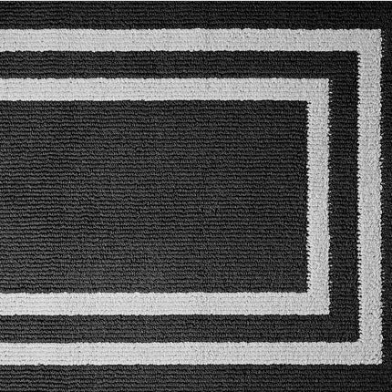 Nautica – Runner Rug | Indoor Runners for Hallways and Entry Rugs| Non-Slip and Non-Skid Entry and Kitchen Door Mat| Machine Washable Entryway Carpet Rugs |26” x 45” | Double Border Dark Grey