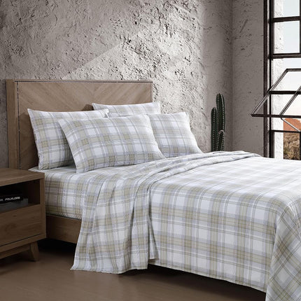 Wrangler- Queen Sheet Set, Silky & Lightweight Bed Sheets Bedding Set, Casual Home Décor (Dayton Valley Plaid Beige, Queen)