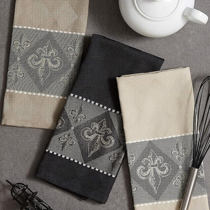 DII Cotton French Jacquard Dish Towels, Set of 3, Decorative Tea Towels for Everyday Kitchen Cooking and Baking-French Macaroons