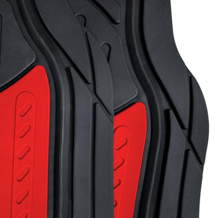 FH Group Full Set Trimmable Rubber Floor Mats, Monster Eyes (Red) - Universal Fit for Cars Trucks and SUVs