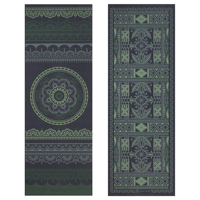 Gaiam Premium Print Reversible Yoga Mat, Boho Folk, 6mm