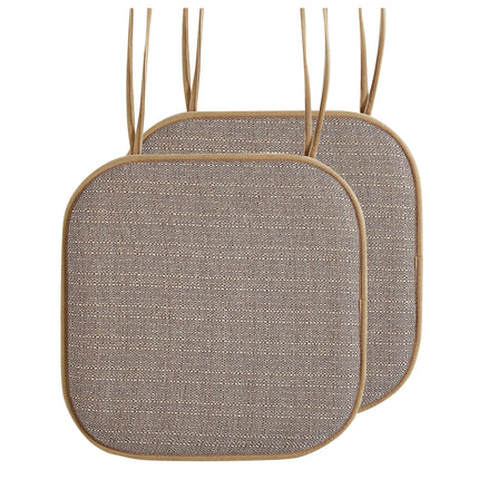 Elegant Comfort 2 Pack Chair Cushion Covers - Skid-Proof Rubber Backing - 16 x 16 Inch - Thick Dining Square Shape Seat Covers - Comfortable Textured Chair Pads with Ties - Mosaic Pattern, Taupe