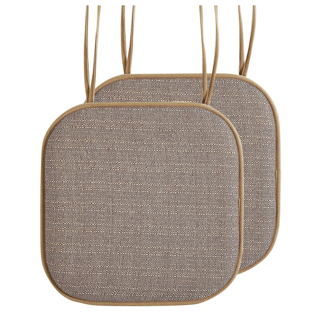 Elegant Comfort 2 Pack Chair Cushion Covers - Skid-Proof Rubber Backing - 16 x 16 Inch - Thick Dining Square Shape Seat Covers - Comfortable Textured Chair Pads with Ties - Mosaic Pattern, Taupe