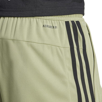 adidas Men's Train Essentials Piqué 3-Stripes Shorts, Tent Green/Black, X-Small