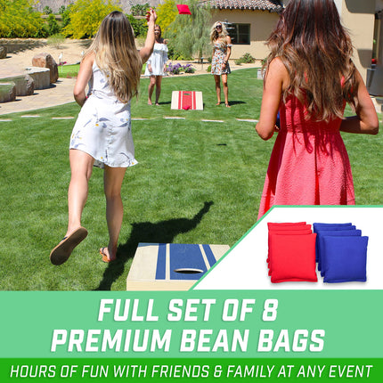GoSports 4 x 2 ft Wood Design Cornhole Game Set - Includes Two 4 x 2 ft Boards, 8 Bean Bags, and Carry Case