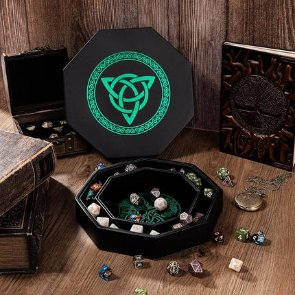 Premium Dice Tray for DND, Detailed World Tree & Triquetra Design – 23 CM