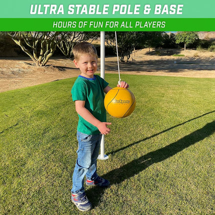 GoSports Tetherball Game Set, Complete Tetherball Setup with Ball, Rope and Pole - Great for Backyard Fun