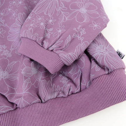HonestBaby - Sweatshirt and sweatpants, Sketchy Floral Purple, 0-3 Meses