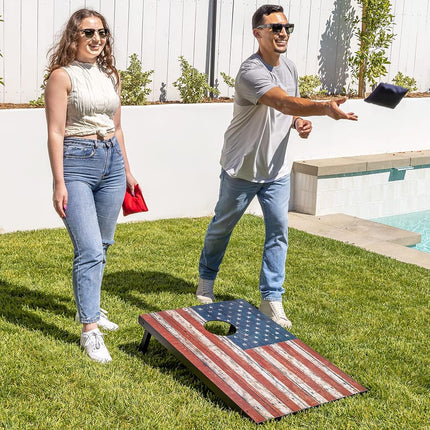 GoSports 4 x 2 ft Craftsman Design Cornhole Game Set - Includes Two 4 x 2 ft Boards, 8 Bean Bags, and Carry Case