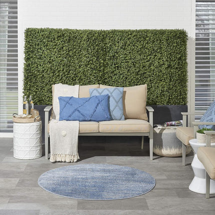 Tapis d'intérieur/extérieur Nourison Essentials rond bleu/gris de 1,20 m