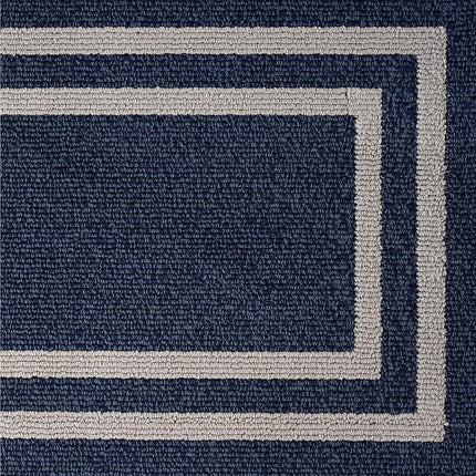 Nautica – Runner Rug | Indoor Runners for Hallways and Entry Rugs| Non-Slip and Non-Skid Entry and Kitchen Door Mat| Machine Washable Entryway Carpet Rugs | 2'6" x 10' | Double Border Denim
