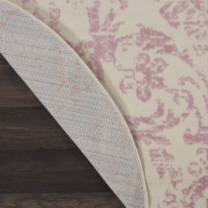 Nourison JUB09 Jubilant Vintage Damask Ivory/Pink Area Rug 5'XROUND