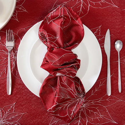 Laura Ashley Napkins Raised Woven Embroidered Jacquard Fabric, Wrinkle Resistant for Dining, Holiday, Party, Wedding or Banquet, Set of 6 Napkins, Poinsettia Red