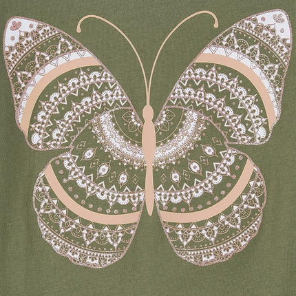 Lot de 2 T-shirts à Manches Courtes Imprimés Fille The Children's Place, Motif Peace and Love/Papillon, Taille XL