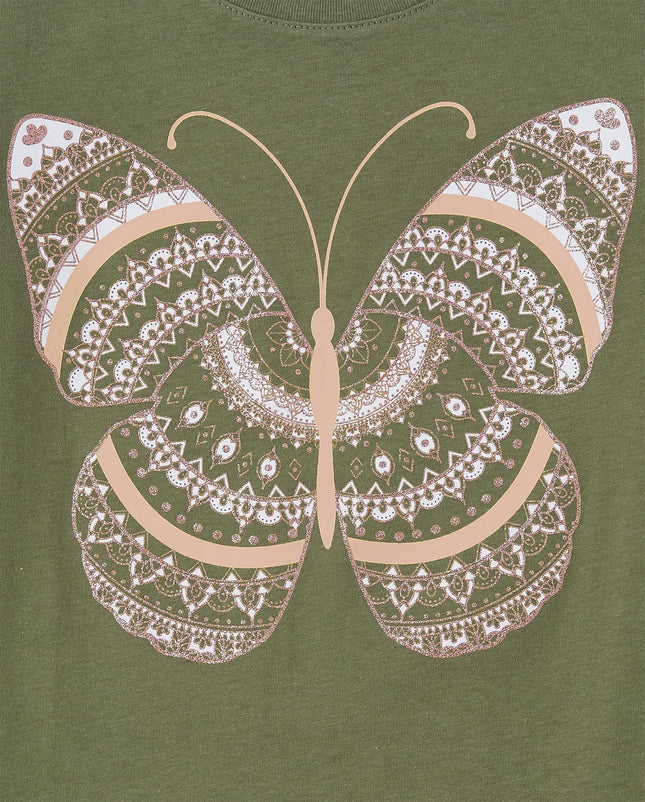 The Children's Place Girls' Butterfly Short Sleeve Graphic T-Shirts, Multipack, Peace Sign/Butterfly, Medium