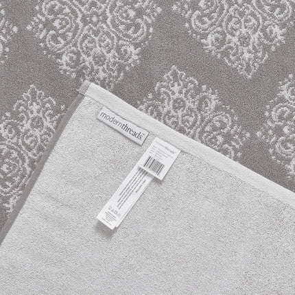 Modern Threads Artesia Damask 6-Piece 100% Combed Cotton Reversible Yarn Dyed Jacquard Towel Set Grey