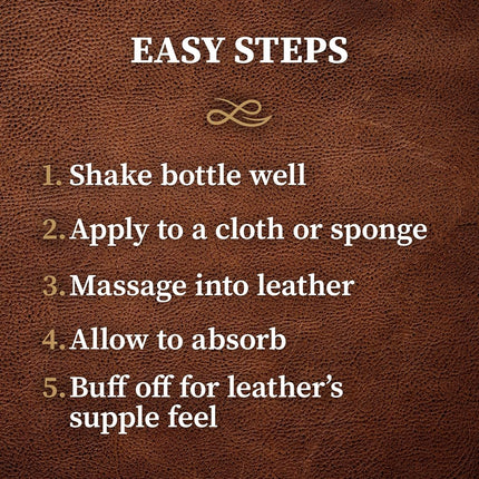 Lexol All Leather Conditioner for Car Seats and Interiors, Couches and Furniture, Shoes and Boots, Bags and Jackets, Baseball Gloves and Horse Saddles, and More, 16.9 oz Bottle (Step 2 of 2)