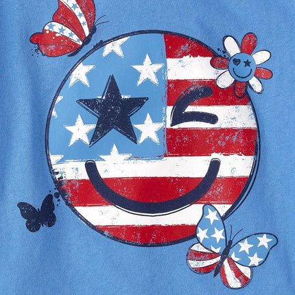 The Children's Place Girls All Holidays Short Sleeve Graphic T-Shirts,multipacks, American Bow/Smiley Face 2-Pack, X-Small