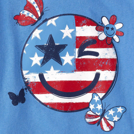 The Children's Place Girls All Holidays Short Sleeve Graphic T-Shirts,multipacks, American Flag/American Flag Face, Small