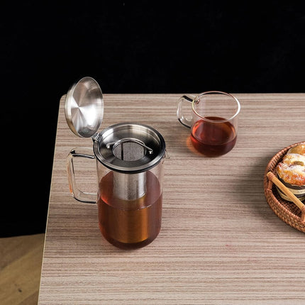 Aquach 51oz Glass Teapot with Infuser, Stovetop Safe Borosilicate Tea Pot