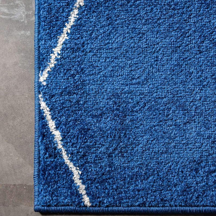 Unique Loom Trellis Frieze Collection Lattice Moroccan Geometric Modern Navy Blue Runner Rug (2' 0 x 13' 0)