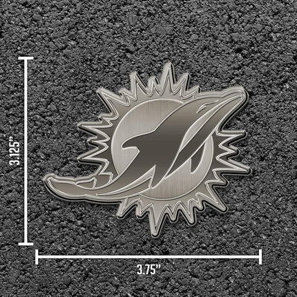 Rico Industries NFL Miami Dolphins Antique Auto Emblem Antique Nickel Auto Emblem for Car/Truck/SUV