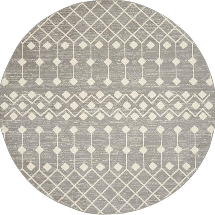 Nourison Grafix Bohemian Contemporary Grey Area Rug (5' Round), 5'3"XROUND,