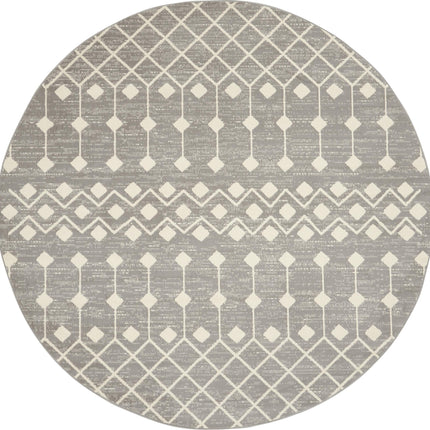 Nourison Grafix Bohemian Contemporary Grey Area Rug (5' Round), 5'3"XROUND,