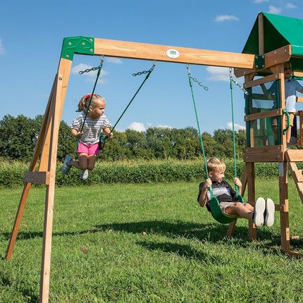 Backyard Discovery Buckley Hill Cedar Swing Set | 1.8m Slide & Chalkboard
