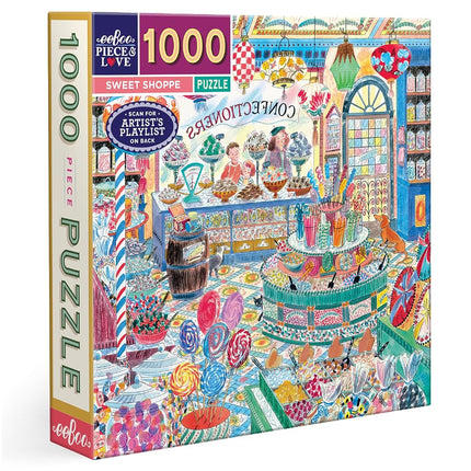 eeBoo 1000 Piece Puzzle -Sweet Shoppe Puzzle for Adults, Square 23" x 23" Made with Recycled Board & Vegetable-Based Ink