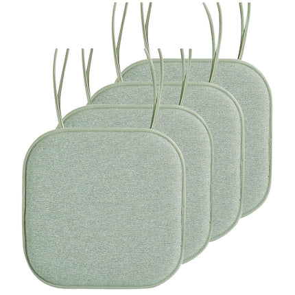 Elegant Comfort 4 Pack Chair Cushion Covers - Skid-Proof Rubber Backing - 16 x 16 Inch - Thick Dining Square Shape Seat Covers - Comfortable Textured Chair Pads with Ties - Thatch Pattern, Sage