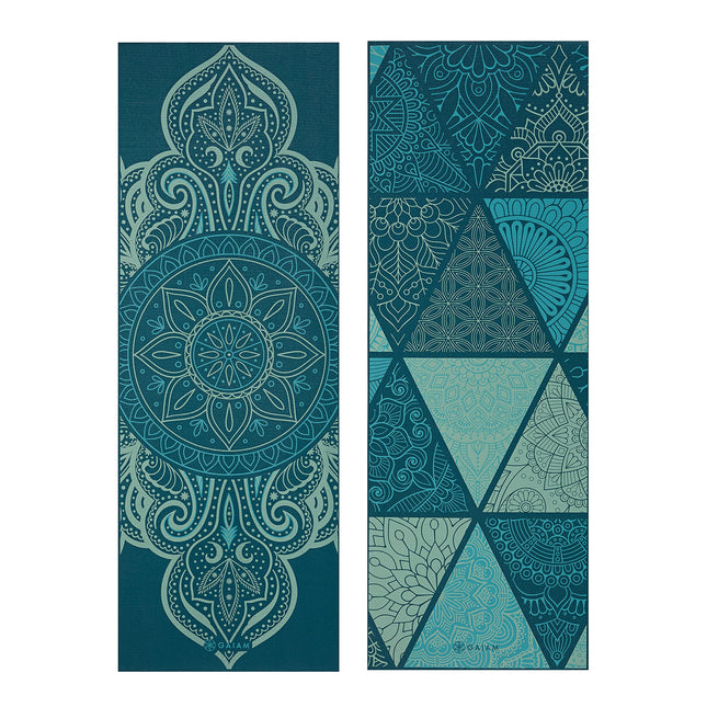 Gaiam Yoga Mat Premium Print Reversible Extra Thick Non-Slip Exercise Fitness Mat for All Types of Yoga, Pilates and Floor Training, Sea Glass, 6mm
